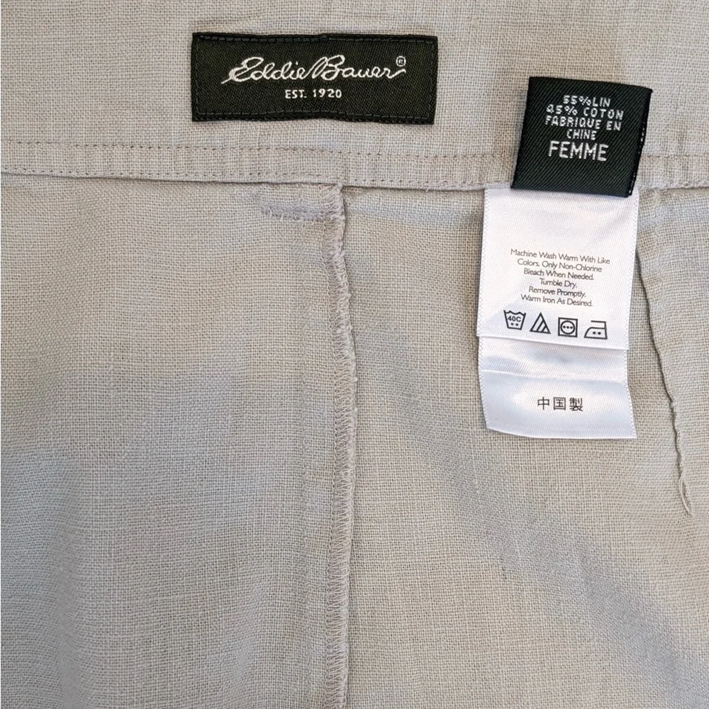 Eddie Bauer Linen & Cotton Size 14 Vintage Button Up A Line Tan Safari Skirt - Picture 5 of 14